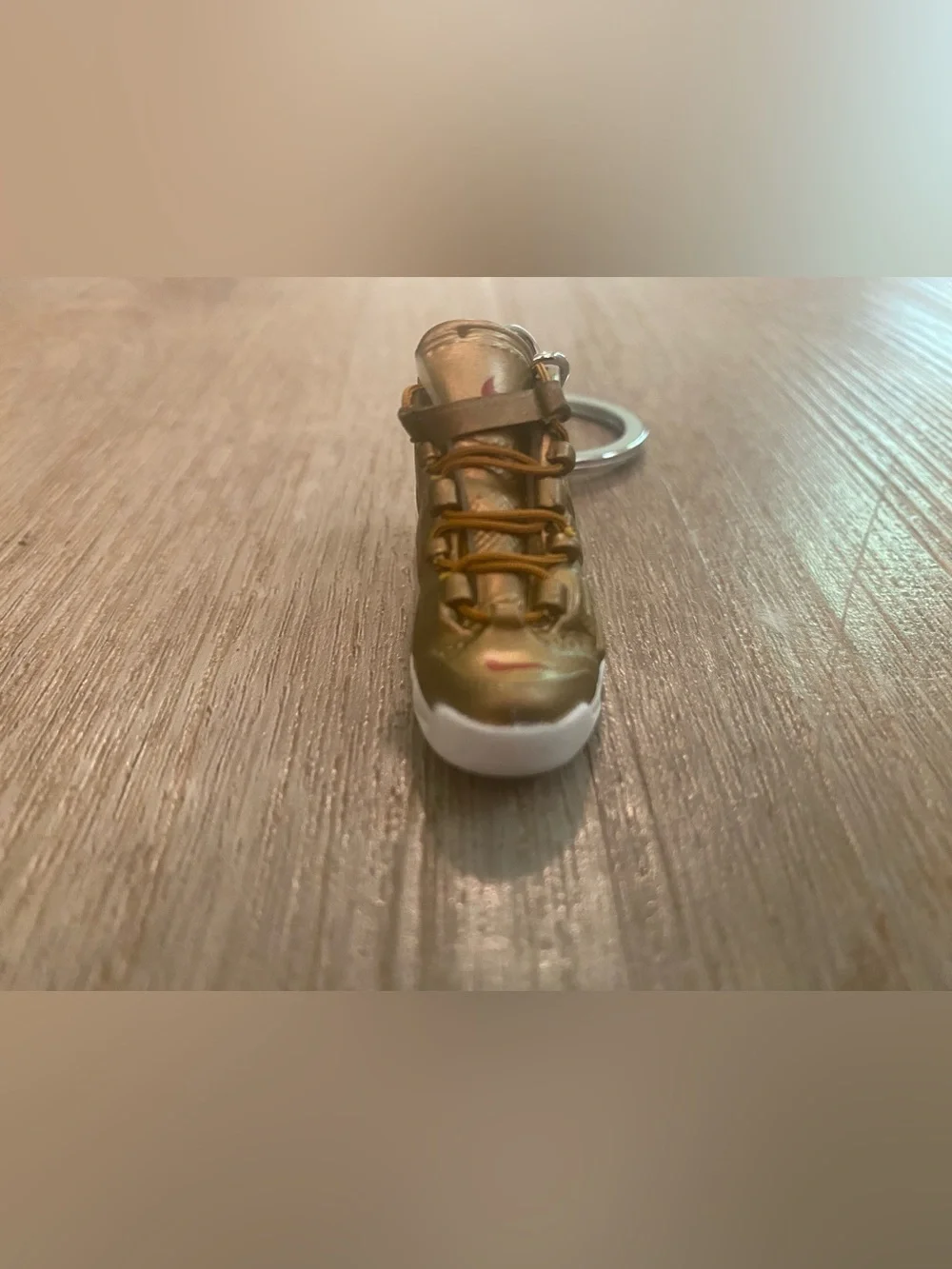 Mini Nike Air More Uptempo Supreme Gold Keychain